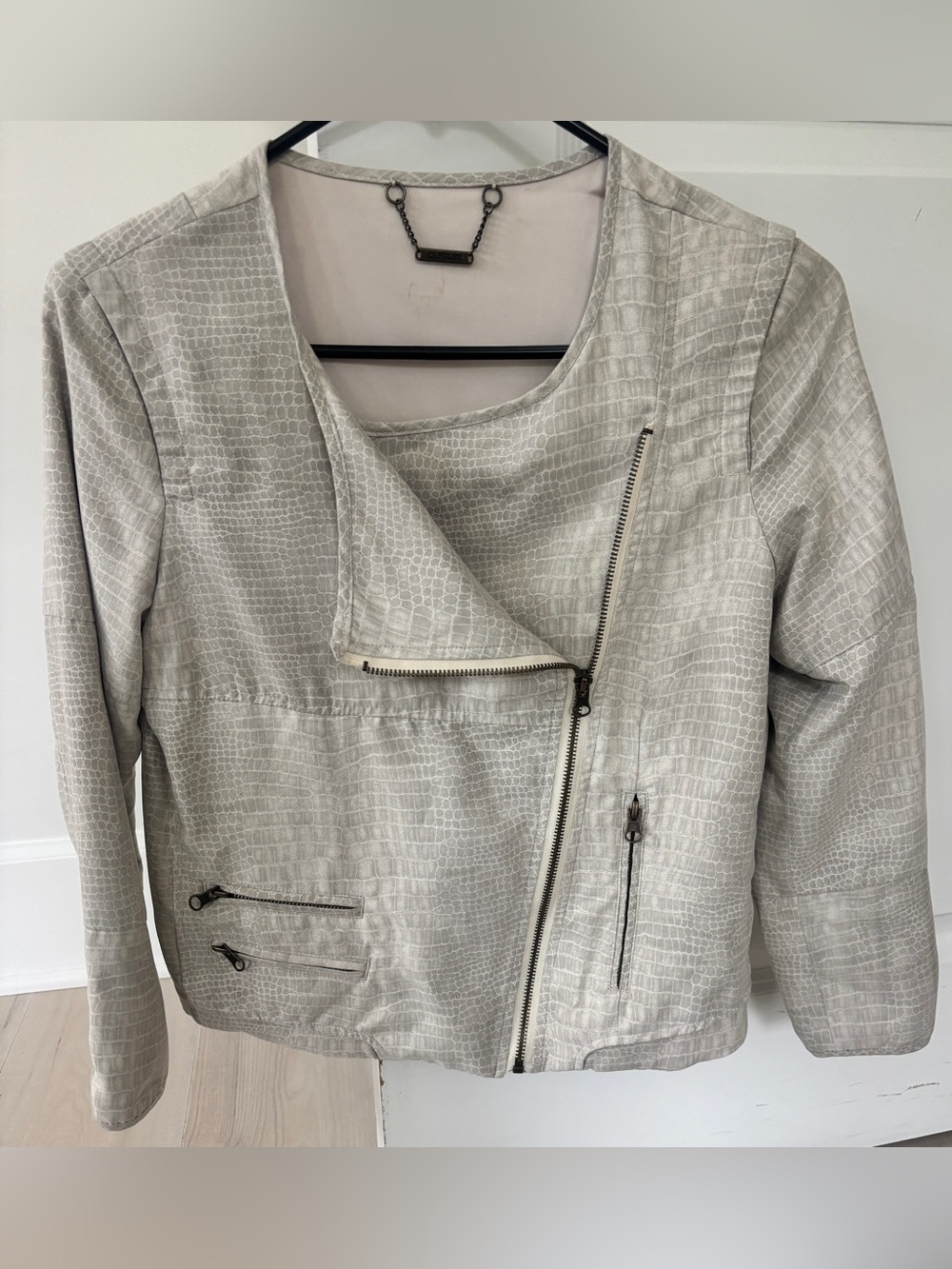 Capulet Croc-Embossed Asymmetric Zip Jacket
